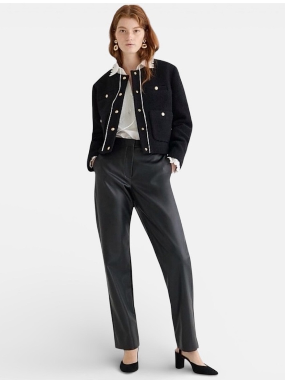 J. Crew Kate Straight-leg Pants in Faux Leather - Black